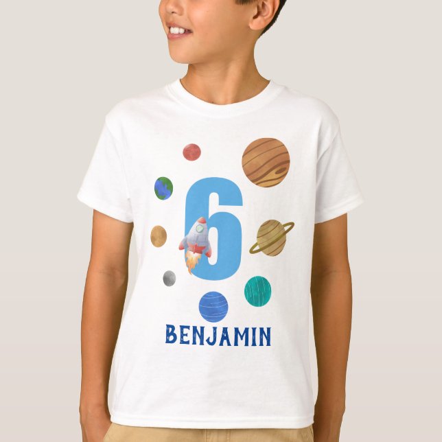 Customize 6th Birthday Solar Planet T-Shirt (Front)