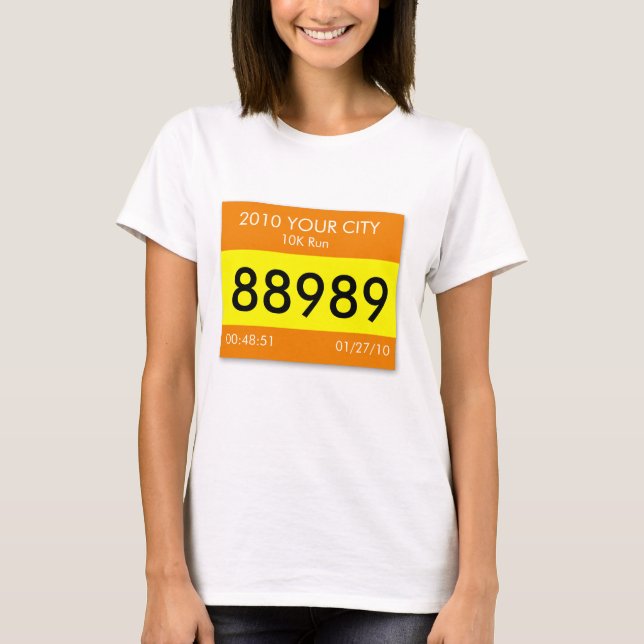 Customize a unique shirt with your race bib info! (Front)