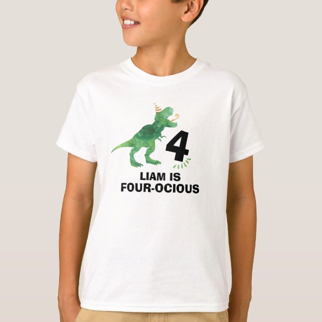 Customize-able Dinosaur Birthday T-Shirt Any Age (Front)