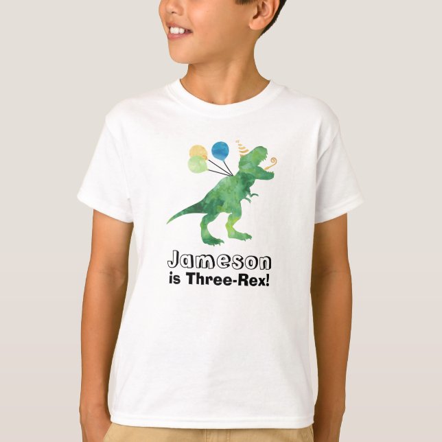 Customize-able Dinosaur Birthday T-Shirt Any Age (Front)