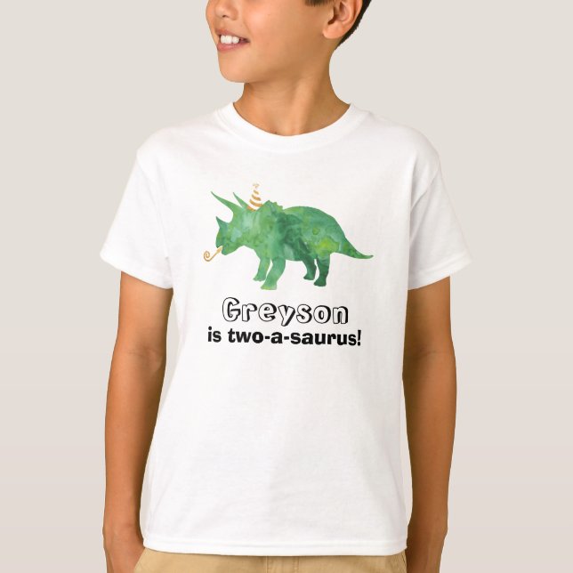 Customize-able Dinosaur Birthday T-Shirt Any Age (Front)