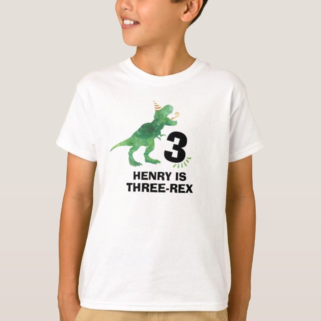 Customize-able Dinosaur Birthday T-Shirt Any Age (Front)