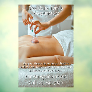 Customize Acupuncture Cupping Therapy Business 3 Window Cling