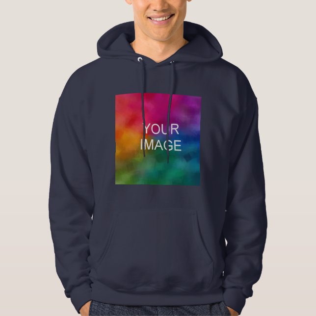 Customize Add Image Logo Navy Blue Template Hoodie (Front)