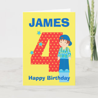 Customize age and name boy's birthday card