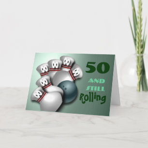 Customize Age  bowling Birthday Card