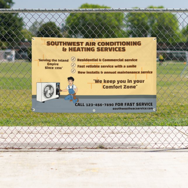 Customize Air Conditioning Heating HVAC Shop Banner (Insitu)