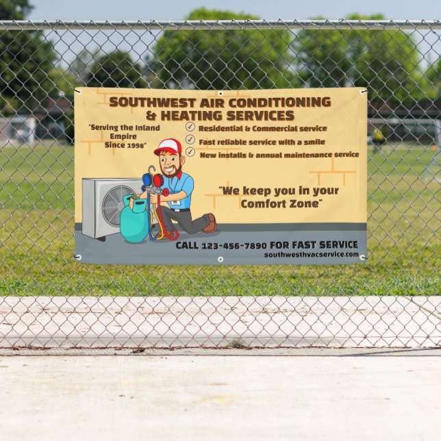Customize Air Conditioning Heating HVAC Shop Banner (Insitu)