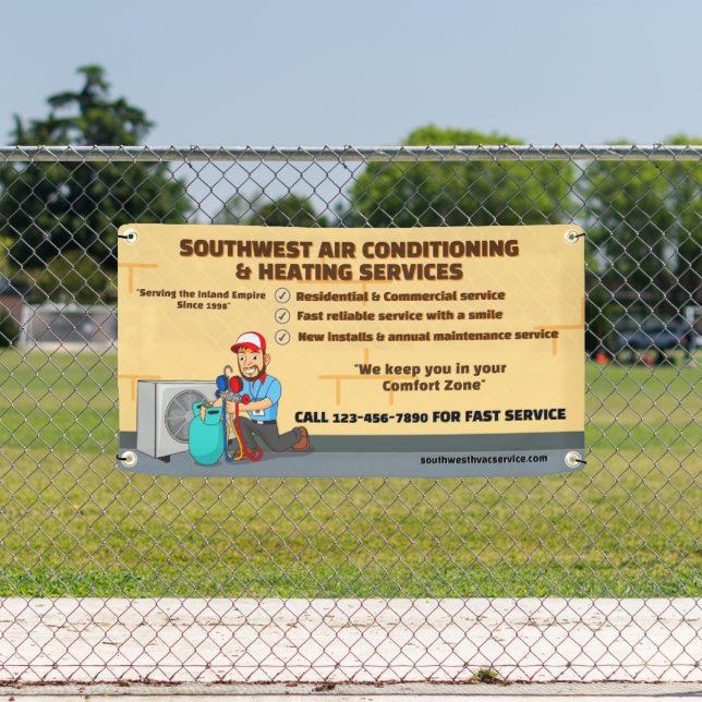 Customize Air Conditioning Heating HVAC Shop Banner (Insitu)