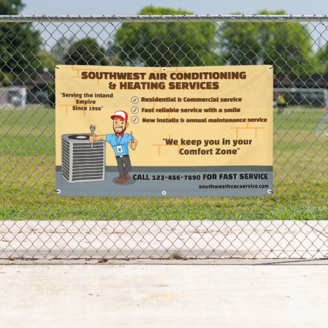 Customize Air Conditioning Heating HVAC Shop Banner (Insitu)