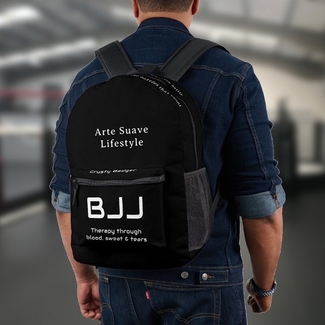 Customize All Text Brazilian Jiu Jitsu Black Printed Backpack (Personalized jiu Jitsu Backpack for you gi and no gi kit.)