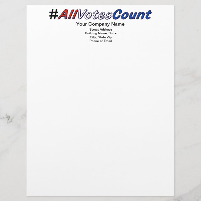 Customize All Votes Count Letterhead (Front)