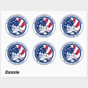 Customize American Patriotic Handyman Advertising  Classic Round Sticker