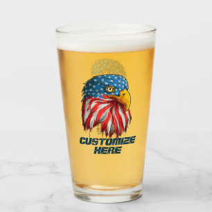 Customize American Patriotic USA Flag Bald Eagle Glass