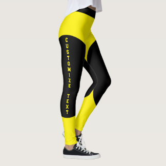 Customize American Women Casual Style Black Yellow Leggings