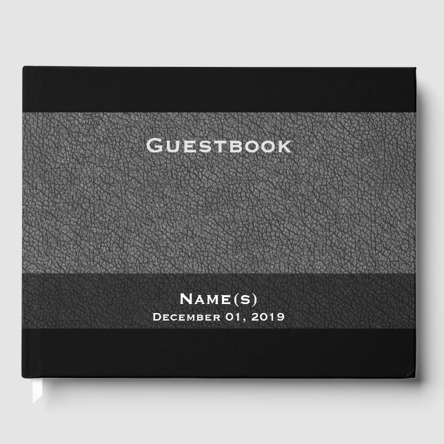 Customize and Personalize, Dark Grey Textured Guest Book (Front)