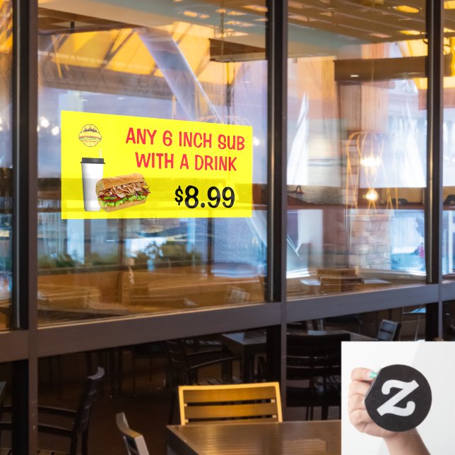 Customize Any 6 Inch Sub With A Drink Add Logo  Window Cling (Restaurant Window)