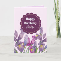 Customize Any Name on Birthday Purple Irises