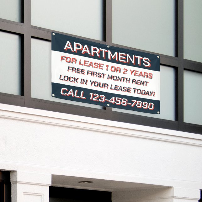 Customize Apartments For Rent or Lease  Banner (Outside Building)