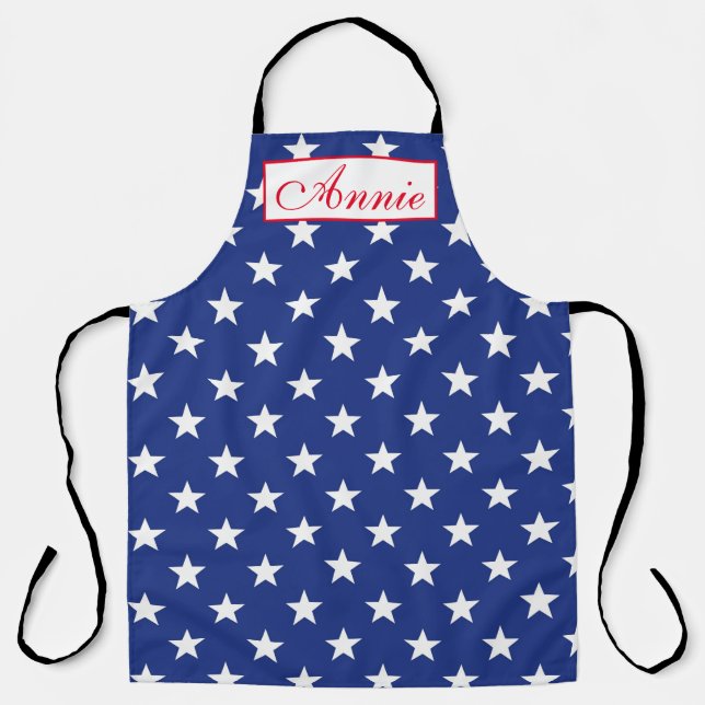 Customize Apron - White Stars Blue BG (Front)
