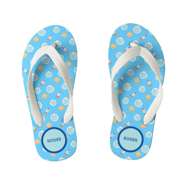 Customize Astronaut Rocket Ship Planets Kid's Flip Flops (Footbed)