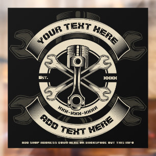 Customize Auto Moto Repair Shop Business Window Cling