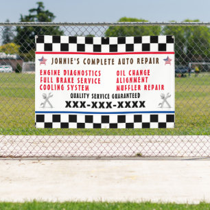 Customize Auto Repair Shop Full Service USA Flag  Banner
