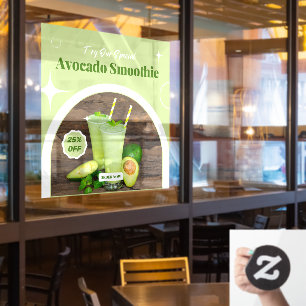 Customize Avocado Smoothie Shop Promo % Off  Window Cling