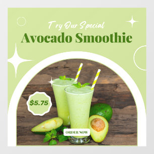 Customize Avocado Smoothie Shop Promo Price Window Cling