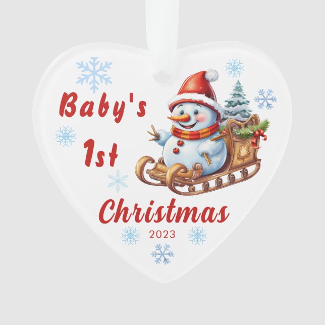 Customize Baby's First Christmas Acrylic Ornament (Front)