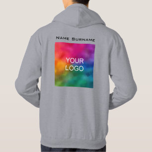 Customize Back Design Business Logo Men's Grey Hoodie