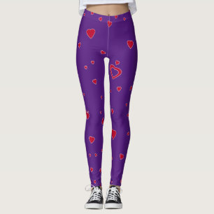 Customize Background Colour Red Hearts Leggings
