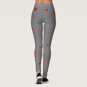Customize Background Colour Red Hearts Leggings