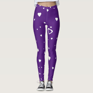 Customize Background Colour White Hearts Leggings