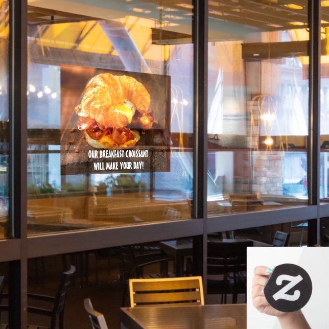 Customize Bacon Egg Cheese Croissant Restaurant  Window Cling (Restaurant Window)