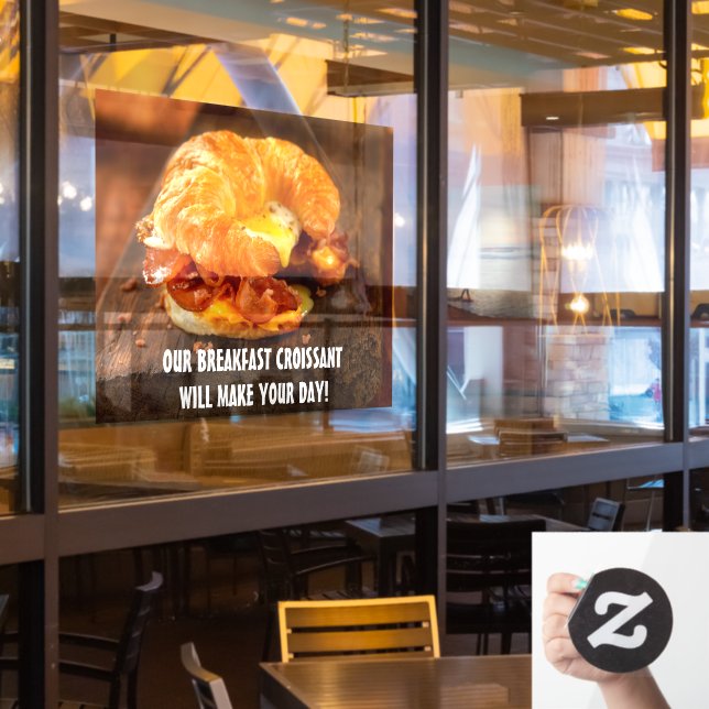 Customize Bacon Egg Cheese Croissant Restaurant  Window Cling (Restaurant Window)