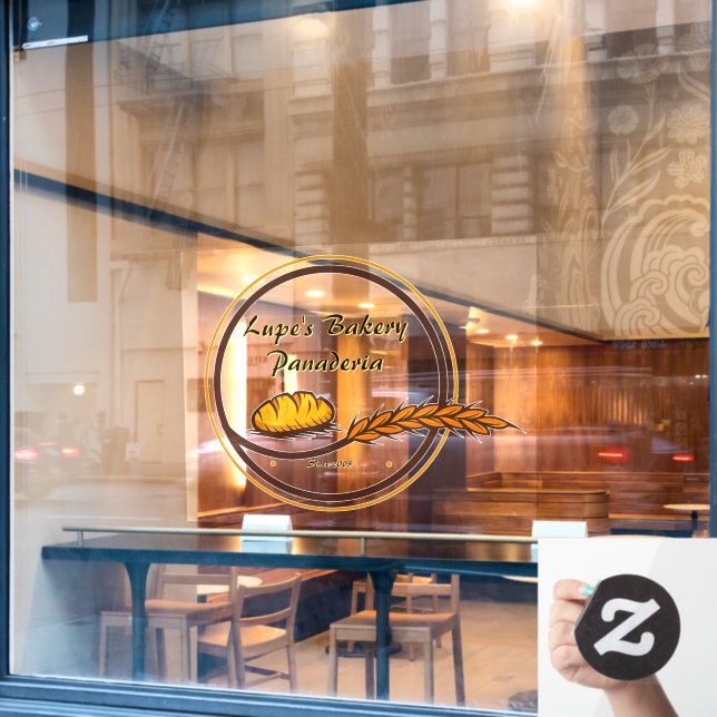 Customize Bakery Shop Bread Grain Front  Window Cling (Cafe Window)