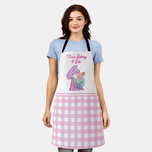 Customize Bakery Watercolor Floral Kitchen Utensil Apron (Worn)
