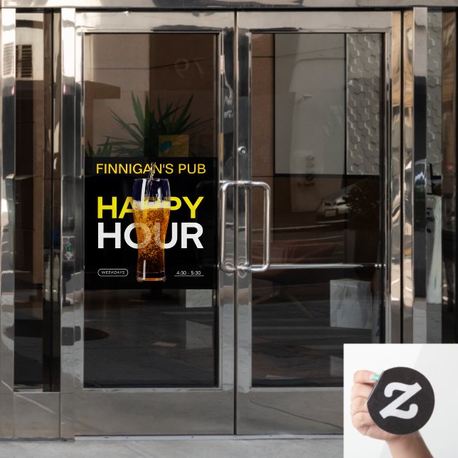 Customize Bar Pub Public House Happy Hour Beer  Window Cling (Office Door)