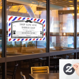 Customize Barber Shop Advert Front Window Cling