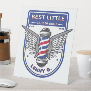 Customize Barber Shop Chair Station ID Pedestal Sign