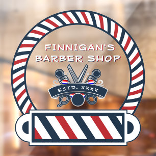 Customize Barber Shop Pole Colours Front  Window Cling