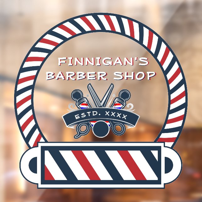 Customize Barber Shop Pole Colours Front  Window Cling (Sheet 2)