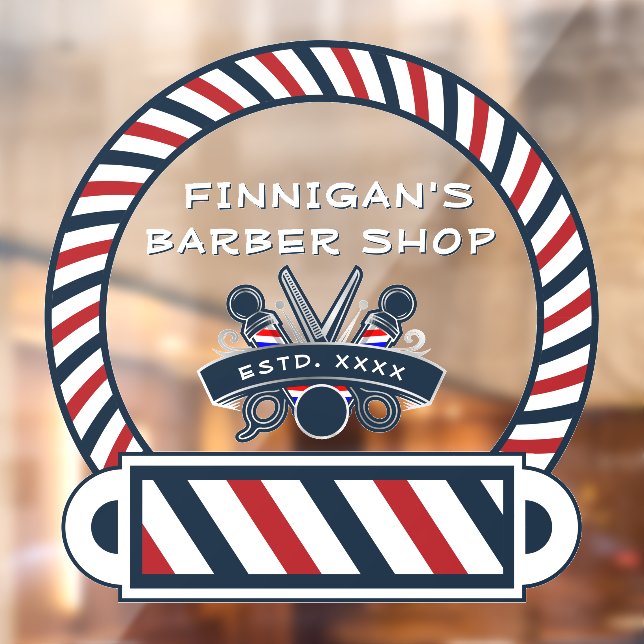 Customize Barber Shop Pole Colours Front  Window Cling (Sheet 2)