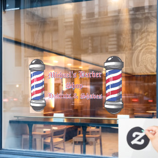 Customize Barber Shop Poles Promo 2 Window Cling