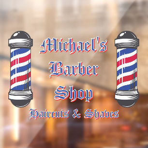 Customize Barber Shop Poles Promotional Window Cling