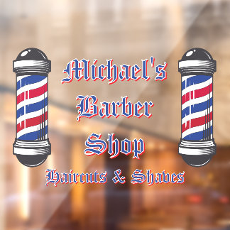Customize Barber Shop Poles Promotional Window Cling