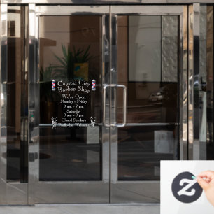 Customize Barber Shop Weekly Open Hours Window Cling