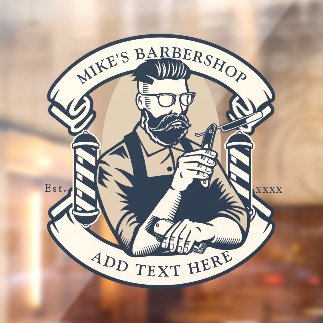 Customize Barbershop Business Front  Window Cling (Sheet 2)
