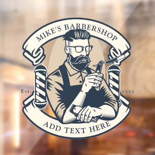 Customize Barbershop Business Front  Window Cling